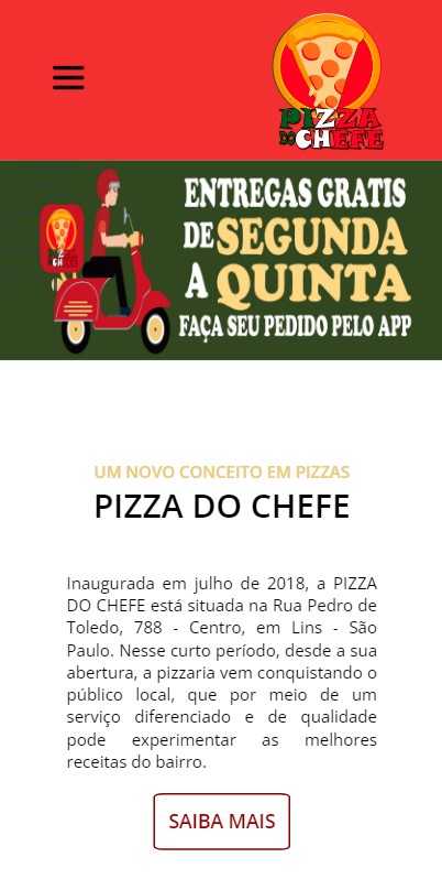 Home mobile da pizzaria